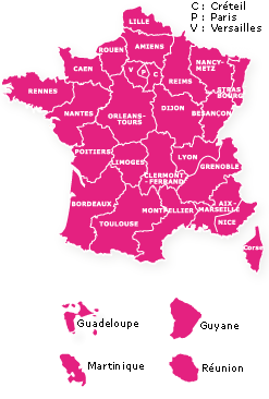 carte académique France et DOM